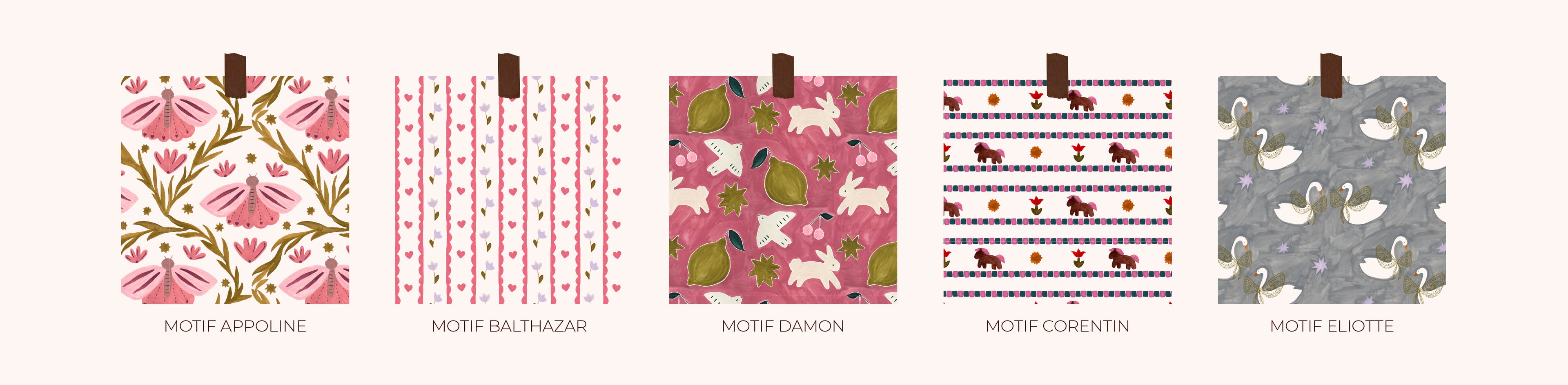 Création de motifs
Motifs sur mesure
Motifs personnalisés
Design textile
Illustratrice textile
Création de motifs textile
Motifs faits main
Motifs dessinés à la main
Motifs à l'aquarelle
Motifs au crayon de couleur
Surface design
Design de surface
Création de collections textiles
Illustration textile
Motifs pour tissu
Motifs pour marque
Création de prints
Prints exclusifs
Dessins pour textile
Création de motifs exclusifs